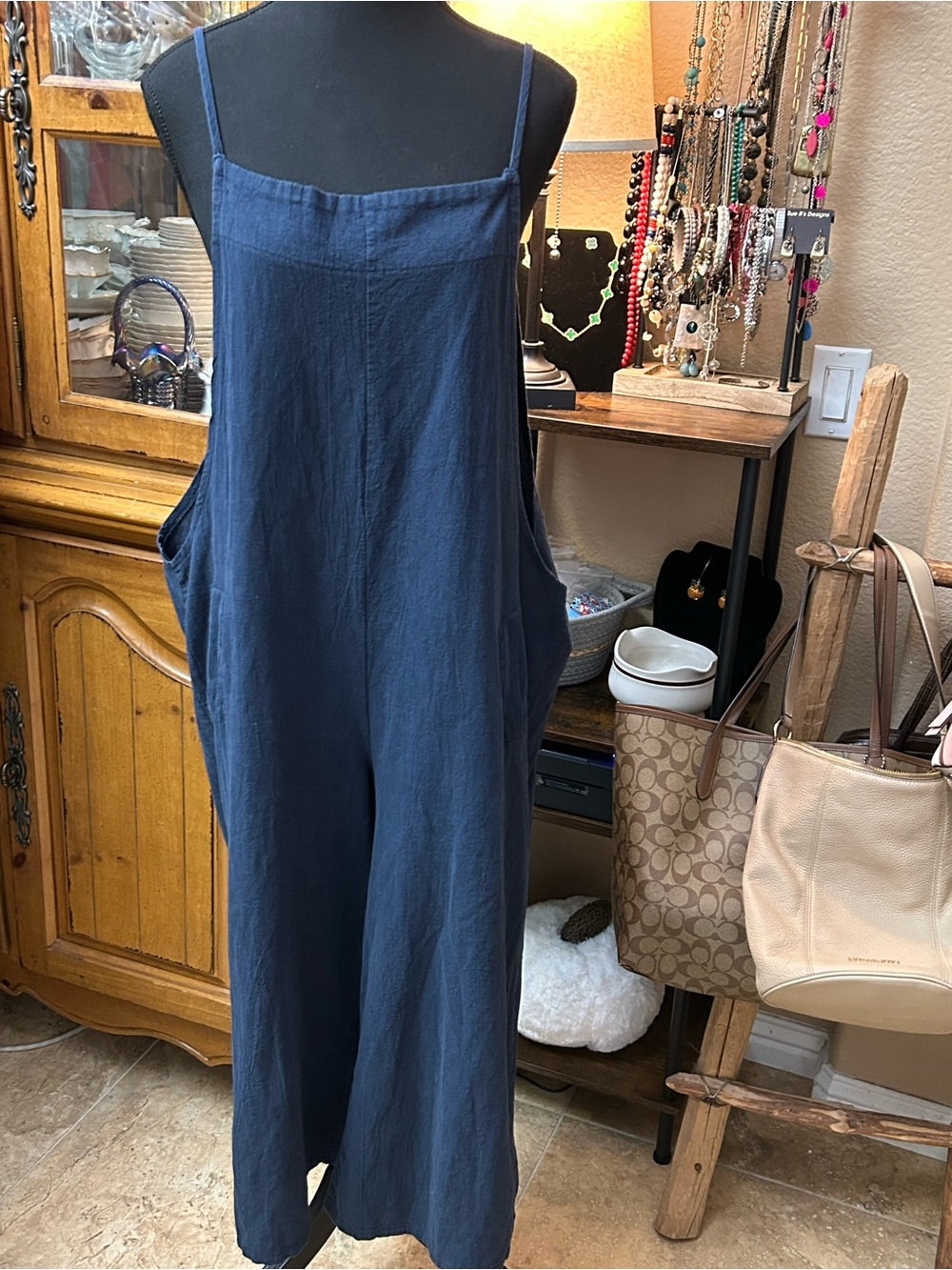 Women's Navy Wide-Leg Jumpsuit